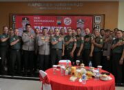 Kodim 0726/Sukoharjo Berikan Ucapan Sukoharjo Selamat Hari Bhayangkara Ke-78 Di Mapolres Sukoharjo