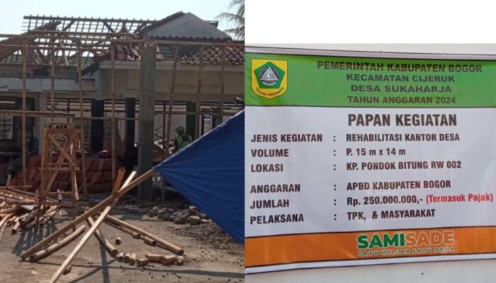 Pengerjaan Rehabilitasi Kantor Desa Sukaharja Memasuki Tahap Akhir, TPK Pastikan Selesai Tepat Waktu