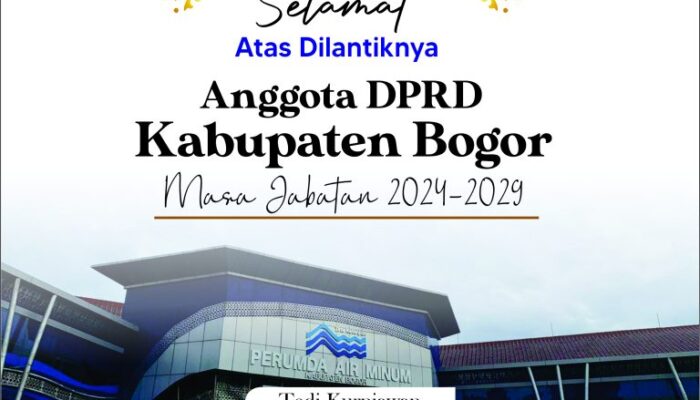 Jajaran Direksi Beserta Seluruh Staf Perumda Tirta Kahuripan Bogor Mengucapkan Selamat Atas Dilantiknya Anggota DPRD Kabupaten Bogor Periode 2024-2029