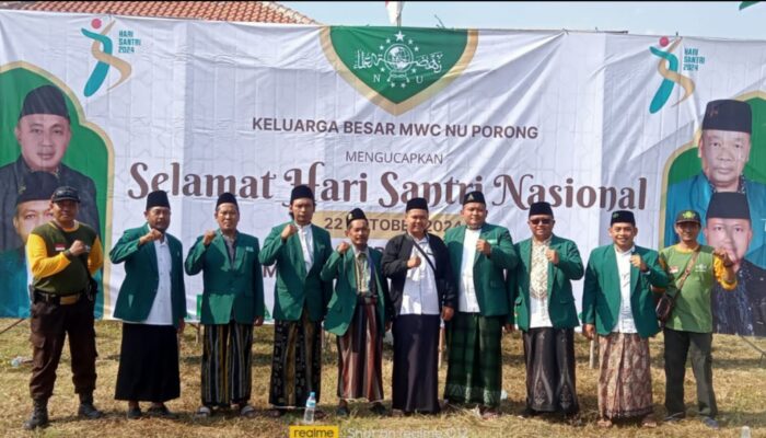 Rayakan Hari Santri Nasional, MWC NU Porong Menggelar Upacara