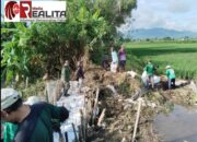 Anggota Koramil 20/Cawas Bersama Warga Perbaiki Tanggul Jebol Di Desa Bendungan