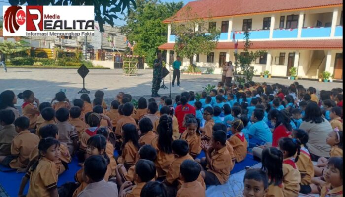 Berkunjung Ke Sekolah, Babinsa Jagalan Berikan Motivasi Dan Semangat Belajar Kepada Anak-anak SD Kanisius Sorogenen