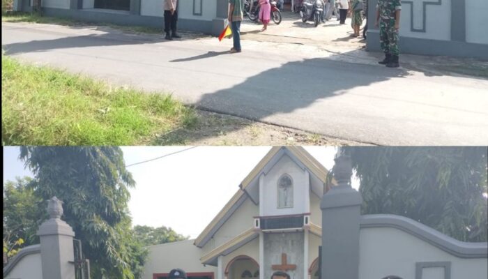 Babinsa Koramil 17/Karangdowo Bersama Bhabinkamtibmas Amankan Ibadah Kenaikan Isa Almasih GKJ Pepanthan Karangdowo Klaten