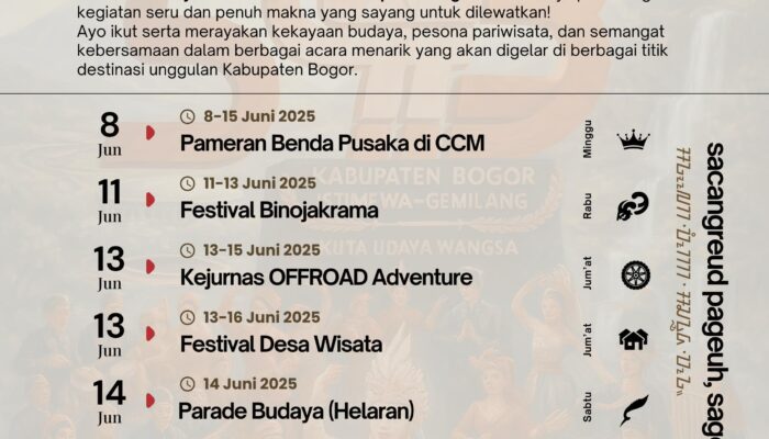 Meriahkan HJB ke-543, Disbudpar Kabupaten Bogor Mengadakan Beberapa Rangkaian Kegiatan