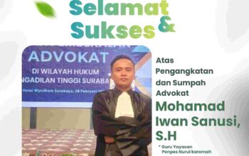 Alumni Ponpes Nurul Karomah, Mohamad Iwan Sanusi, S.H., Resmi Dilantik dan Bersumpah sebagai Advokat di Surabaya