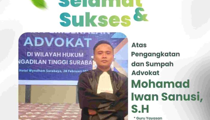 Alumni Ponpes Nurul Karomah, Mohamad Iwan Sanusi, S.H., Resmi Dilantik dan Bersumpah sebagai Advokat di Surabaya