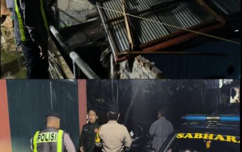 “Hujan Lebat Disertai Angin Kencang Hantam Wonosunyo, Atap Rumah Suwarno Tersapu – Akibat Cuaca Exstrem Warga dan Anggota Polsek Gerak Cepat