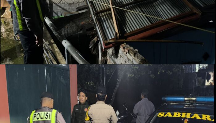 “Hujan Lebat Disertai Angin Kencang Hantam Wonosunyo, Atap Rumah Suwarno Tersapu – Akibat Cuaca Exstrem Warga dan Anggota Polsek Gerak Cepat