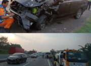 Kecelakaan di ruas Tol Semarang – Solo, Akibat Berhenti Di bahu Jalan, Mobil Pajero sport Ditabrak Innova Reborn
