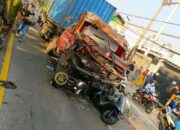 Di Duga Rem Blong,Truk Kontainer Hantam Sejumlah Motor di Patung Sapi Pandaan, Tiga Korban Meninggal Dunia