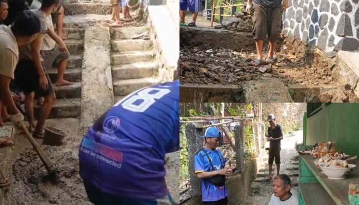 Warga Cibuluh Bergotong Royong Perbaiki Jalan dan Jembatan Rusak yang Tak Kunjung Direhabilitasi