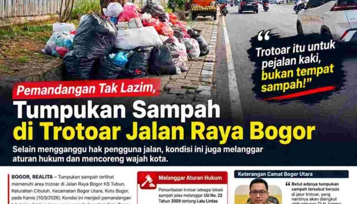 Tumpukan Sampah Mangkrak di Trotoar Jalan Raya Bogor, Pemandangan Tak Lazim di Jalur Utama