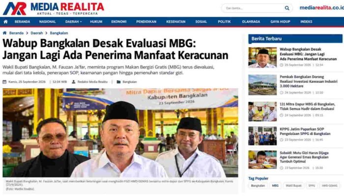 Wabup Bangkalan Desak Evaluasi MBG: Jangan Lagi Ada Penerima Manfaat Keracunan