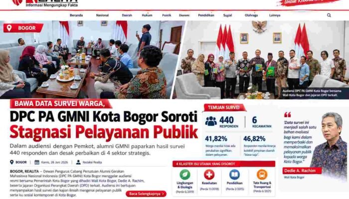 Bawa Data Survei Warga, DPC PA GMNI Kota Bogor Soroti Stagnasi Pelayanan Publik