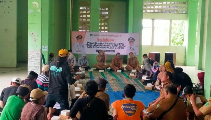Dorong Digitalisasi E- retribusi Pasar, Pemkab mulai Sosialisasikan ke Pedagang Pasar Gempol